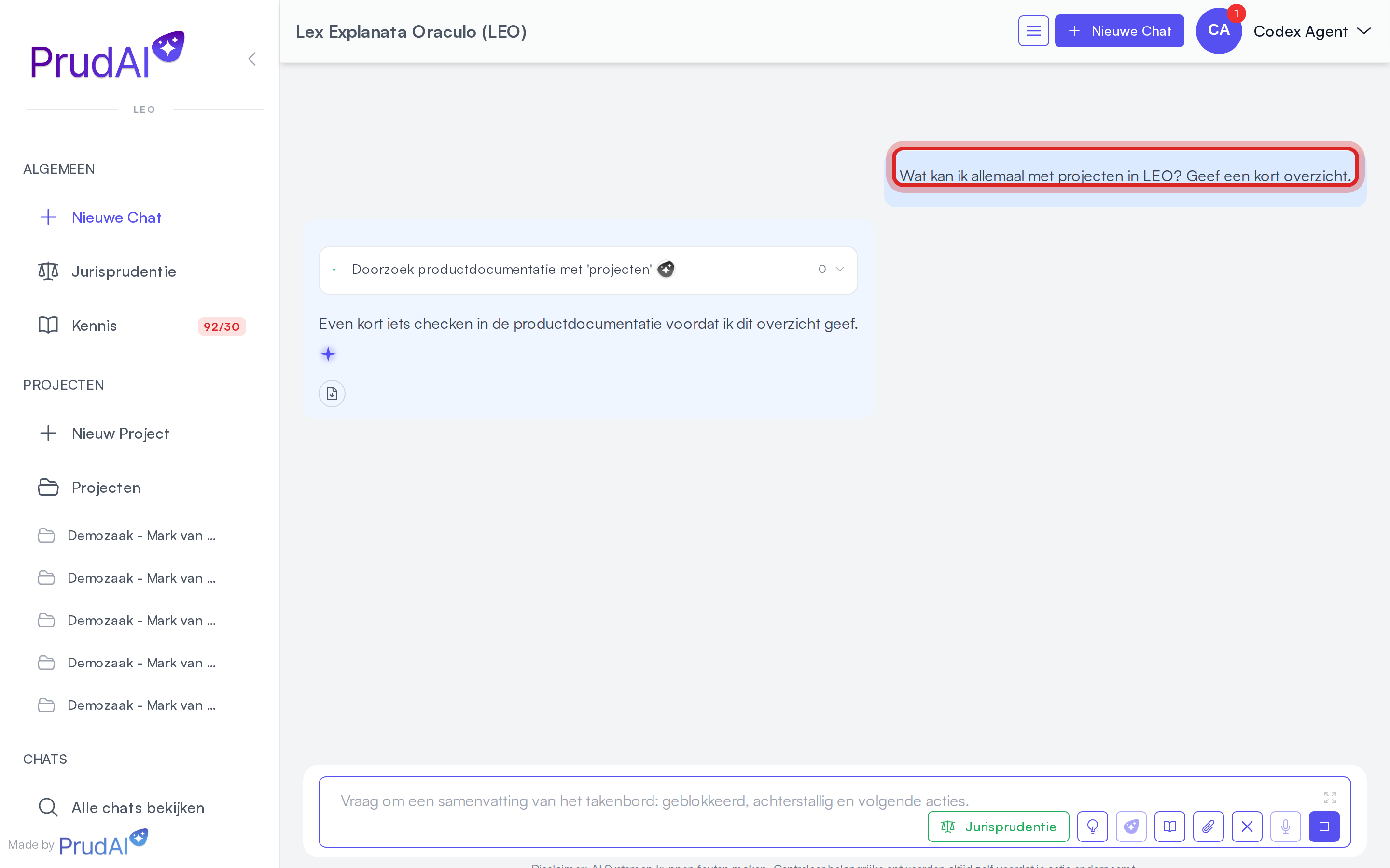 Vraag de assistent zelf wat het systeem kan — het antwoord komt uit deze documentatie