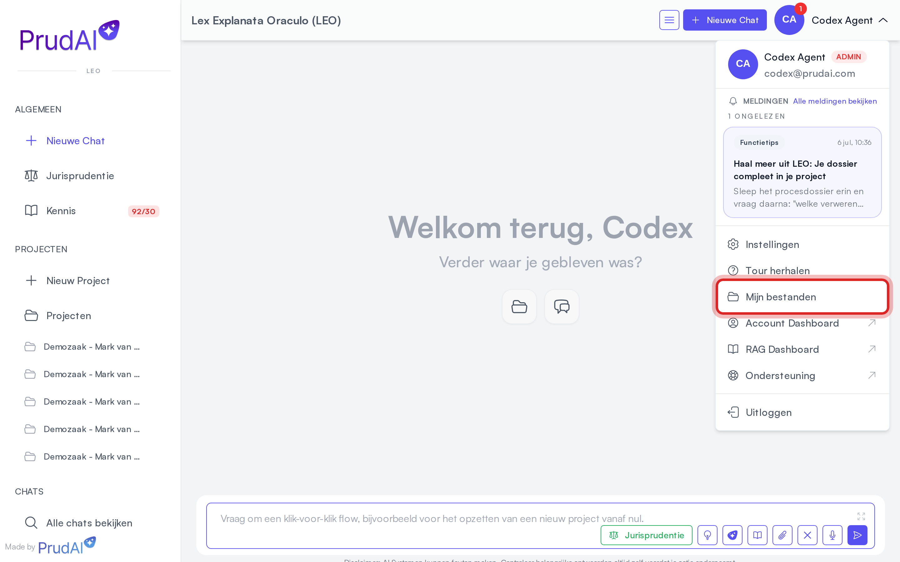 Mijn bestanden: de persoonlijke kennisbank met verwerkingsstatus per bestand