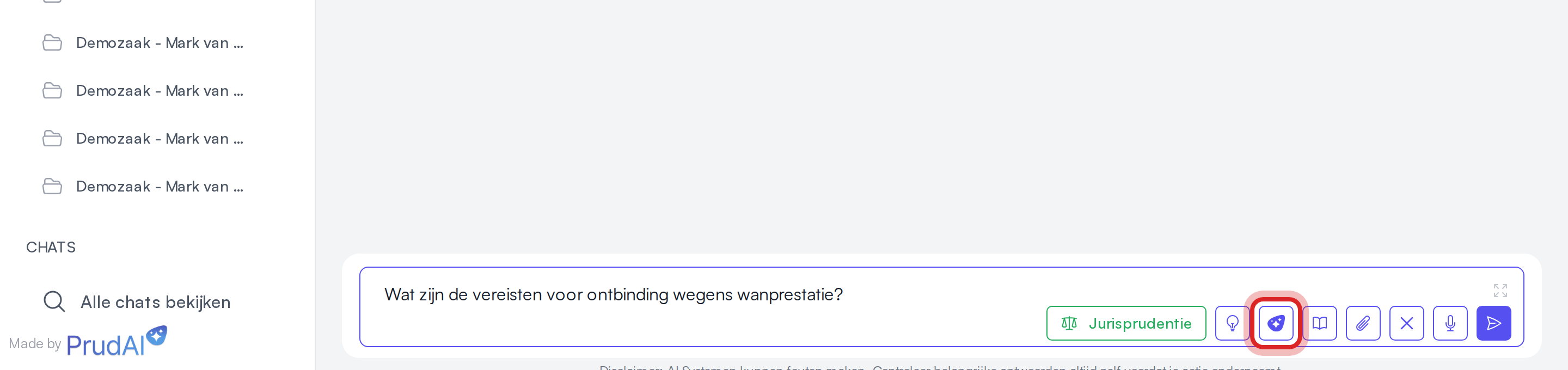 Het prompt-verbeteren-icoon in de invoerbalk van de chat